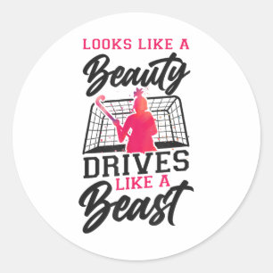 Field Hockey Looks Like A Beauty Drives Like A Bea Classic Round Sticker