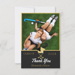 Field Hockey Modern Photo graduation class of Thank You Card