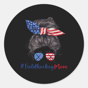 Field Hockey Mom American Flag Mothers Day Gift 4t Classic Round Sticker