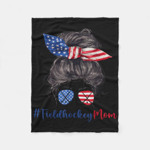 Field Hockey Mom American Flag Mothers Day Gift 4t Fleece Blanket