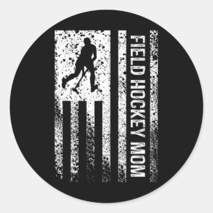 Field Hockey Mom Mama Distressed Vintage American  Classic Round Sticker