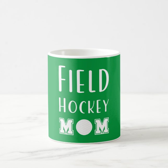 Field Hockey Mum Green And White Typography Text Coffee Mug (Center)