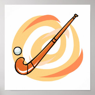 Field Hockey orange logo Poster