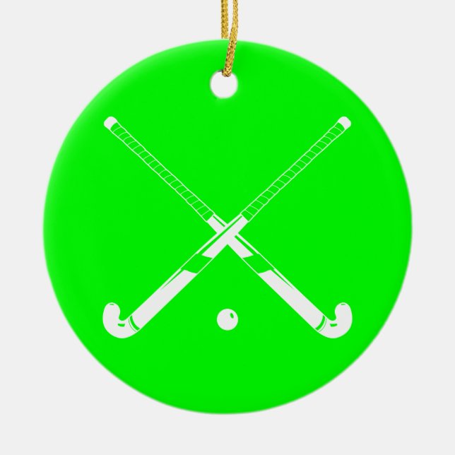 Field Hockey Ornament w/Name Green (Front)