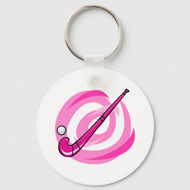 Field Hockey pink logo Key Ring (Front)