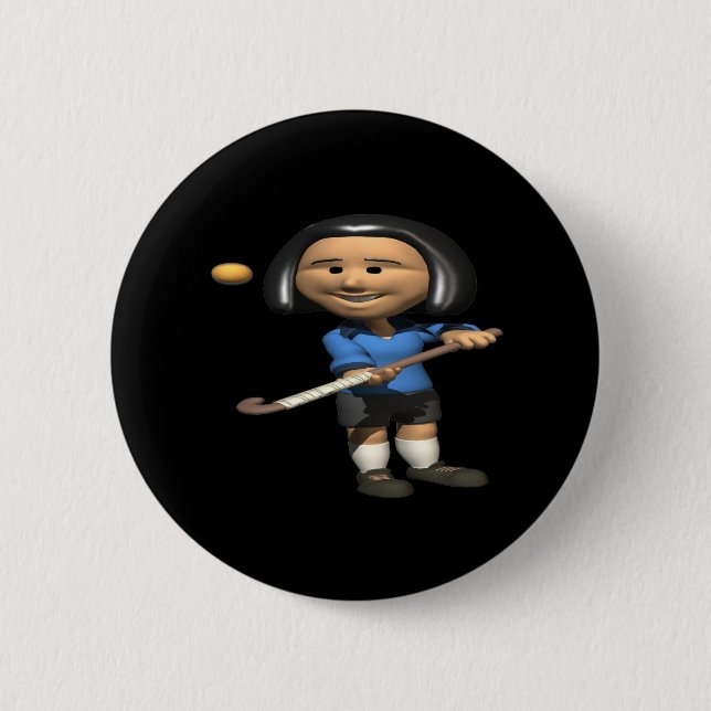 Field Hockey Player 2 6 Cm Round Badge (Front)