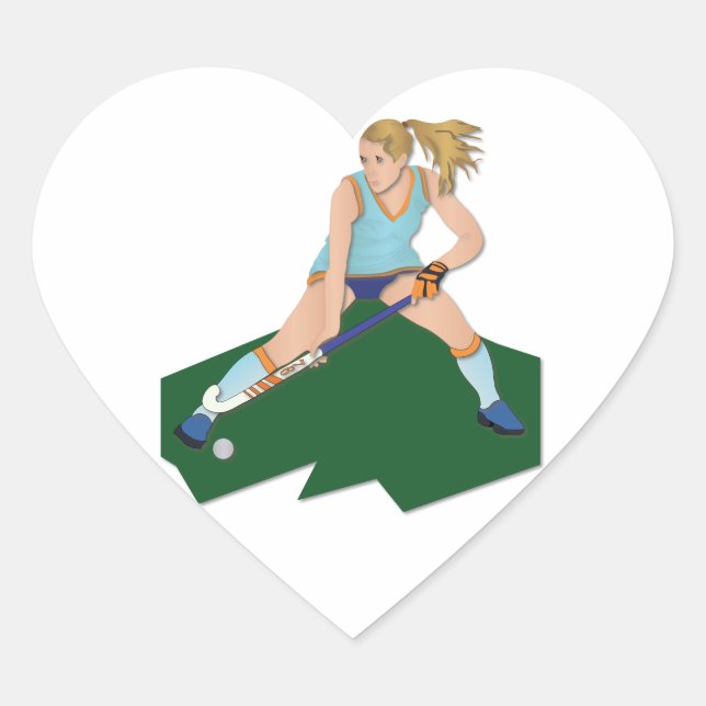 Field Hockey Player Heart Sticker (Front)