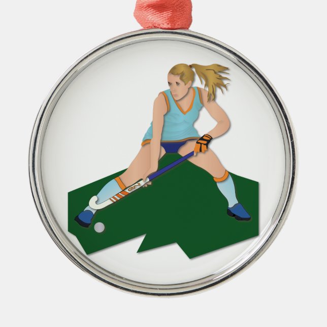 Field Hockey Player Metal Tree Decoration (Front)