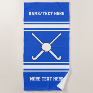 Field Hockey Player or Team Name Your Team Colour Beach Towel