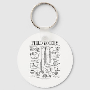 Field Hockey Player Team Sports Funny Vintage Pate Key Ring