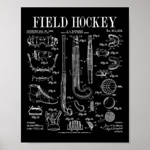 Field Hockey Player Team Sports Funny Vintage Pate Poster
