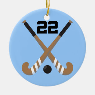 Field Hockey Player Uniform Number 22 Gift Ceramic Tree Decoration
