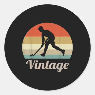 Field Hockey Player Vintage Retro Style Fun Sports Classic Round Sticker