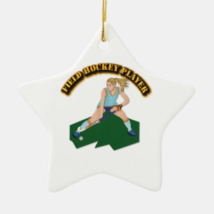 Field Hockey Player with Text Ceramic Tree Decoration