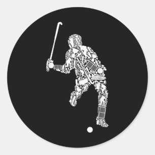 Field Hockey Player Youth Boys Kids Men Classic Round Sticker