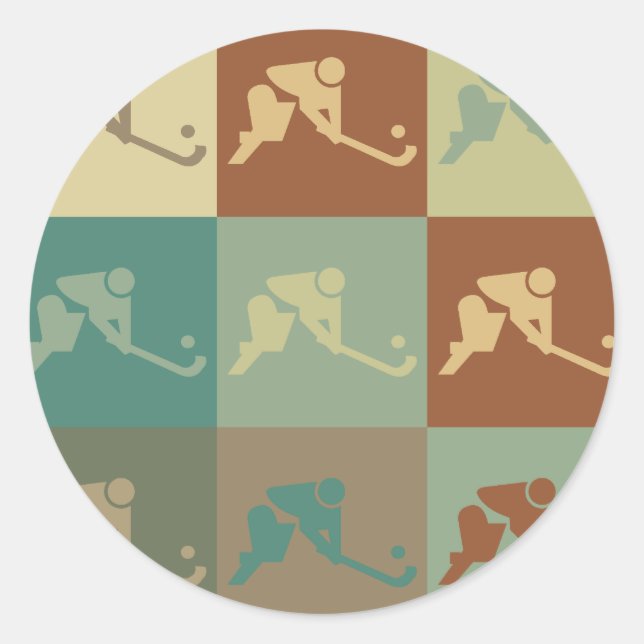 Field Hockey Pop Art Classic Round Sticker (Front)