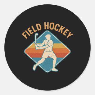 Field Hockey Retro Sport Vintage Style  Classic Round Sticker