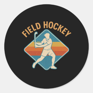 Field Hockey Retro Sport Vintage Style Classic Round Sticker