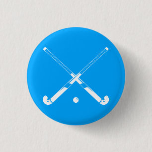 Field Hockey Silhouette Button Blue