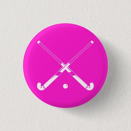 Image of Field Hockey Silhouette Button Pink