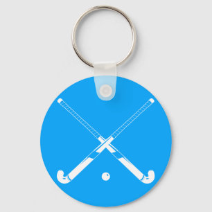 Field Hockey Silhouette Keychain Blue