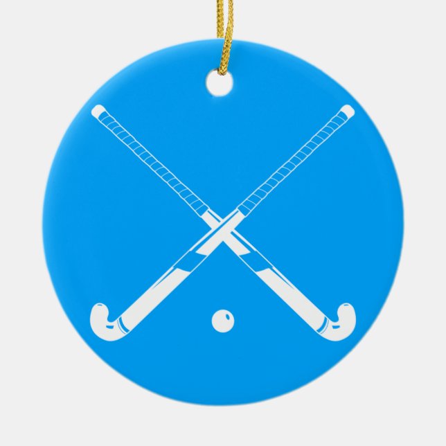 Field Hockey Silhouette Ornament Blue (Front)