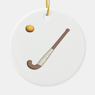 Field Hockey Stick & Ball Ceramic Tree Decoration