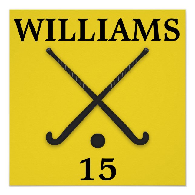 Field Hockey Sticks Name Number Customise Poster (Front)