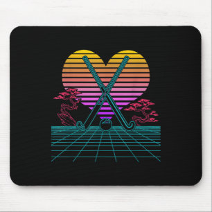 Field Hockey Sticks Retro 80s Vaporwave Player Par Mouse Mat