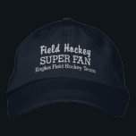 Field Hockey Super Fan Custom Sports Team Embroidered Hat<br><div class="desc">Support your favourite field hockey team or player with this SUPER FAN cap. Add your high school, youth, club or college team name to create a one-of-a-kind hat. (You can also change this to any other sport.) Easily change the text and hat colour to match your team's colours. Whether you're...</div>