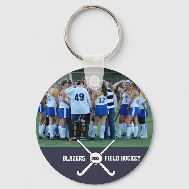 Field Hockey Team Player Photo Name Number Custom Key Ring (Front)
