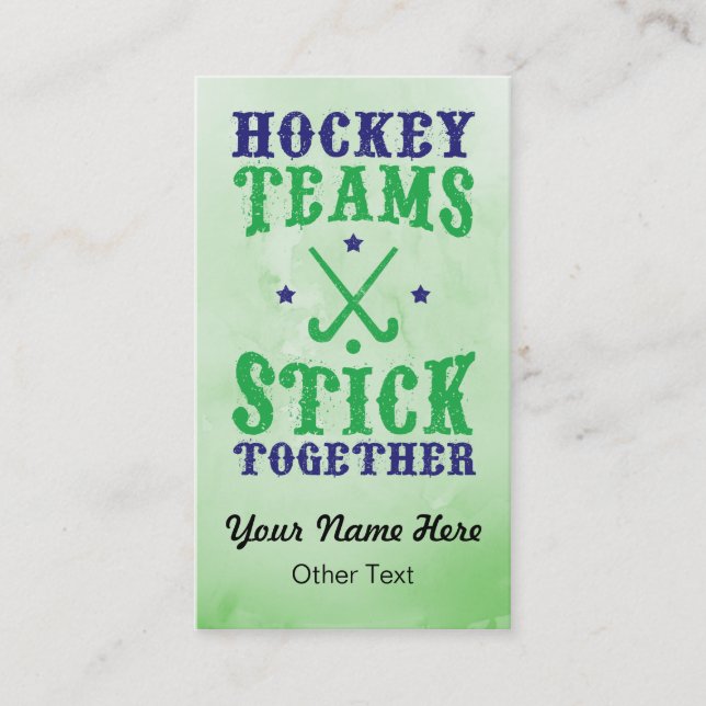 Field Hockey Teams Stick Together Business Cards. Card (Front)