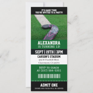Field Hockey Ticket Birthday Invitation