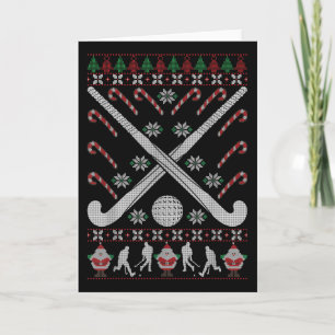 Field Hockey Ugly Christmas Funny Girls Holiday Xm Card