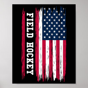 Field Hockey Usa American Flag Hockey Player Sport Poster