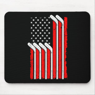 Field Hockey Usa Flag 4th Of July Sweeper Goalkeep Mouse Mat