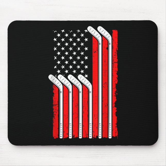 Field Hockey Usa Flag 4th Of July Sweeper Goalkeep Mouse Mat (Front)