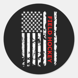 Field Hockey Usa Flag For Americans Women Kids Men Classic Round Sticker