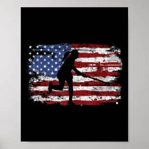 Field Hockey Vintage Usa Flag Poster