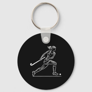 Field Hockey Women Line Art Fieldhockey Team _1 Key Ring