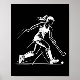 Field Hockey Women Line Art Fieldhockey Team Poster