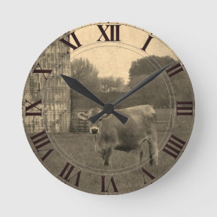 Field Jersey Cow Clockface Round Clock