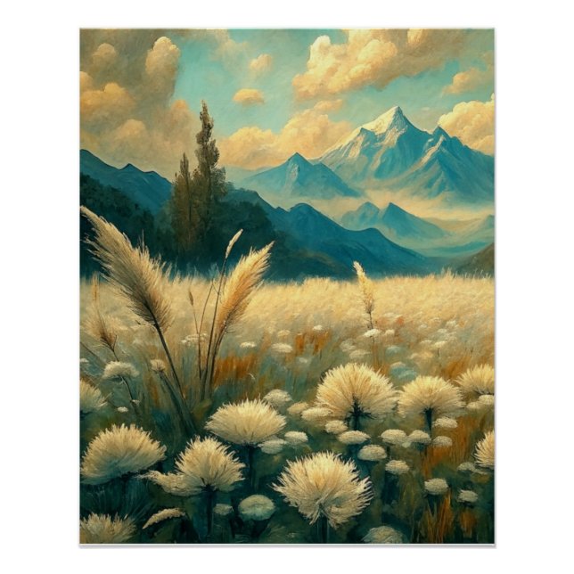 Field Landscape Wild Flowers Wall Poster Art (Front)