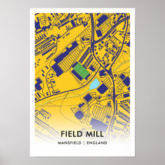 Field Mill Stadium Map – Home of Mansfield Town FC Poster
