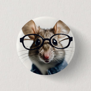 Field mouse Wearing Glasses 3 Cm Round Badge