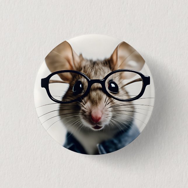 Field mouse Wearing Glasses 3 Cm Round Badge (Front)