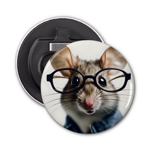 Field mouse Wearing Glasses Bottle Opener (Front)