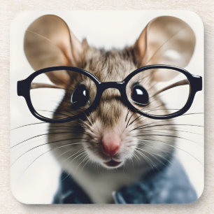 Field mouse Wearing Glasses Coaster