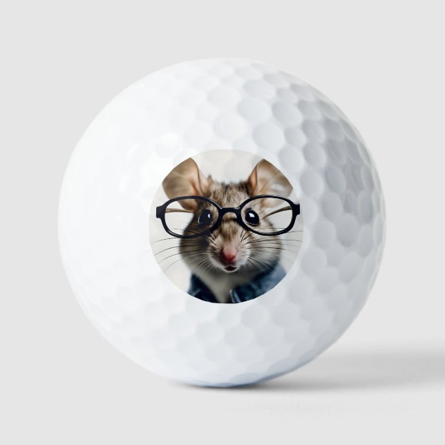 Field mouse Wearing Glasses Golf Balls (Front)