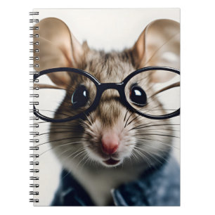 Field mouse Wearing Glasses Notebook